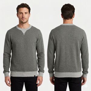 Profuomo Originale Cotton Merino Crewneck Sweater Grey V Gusset Size M Premium